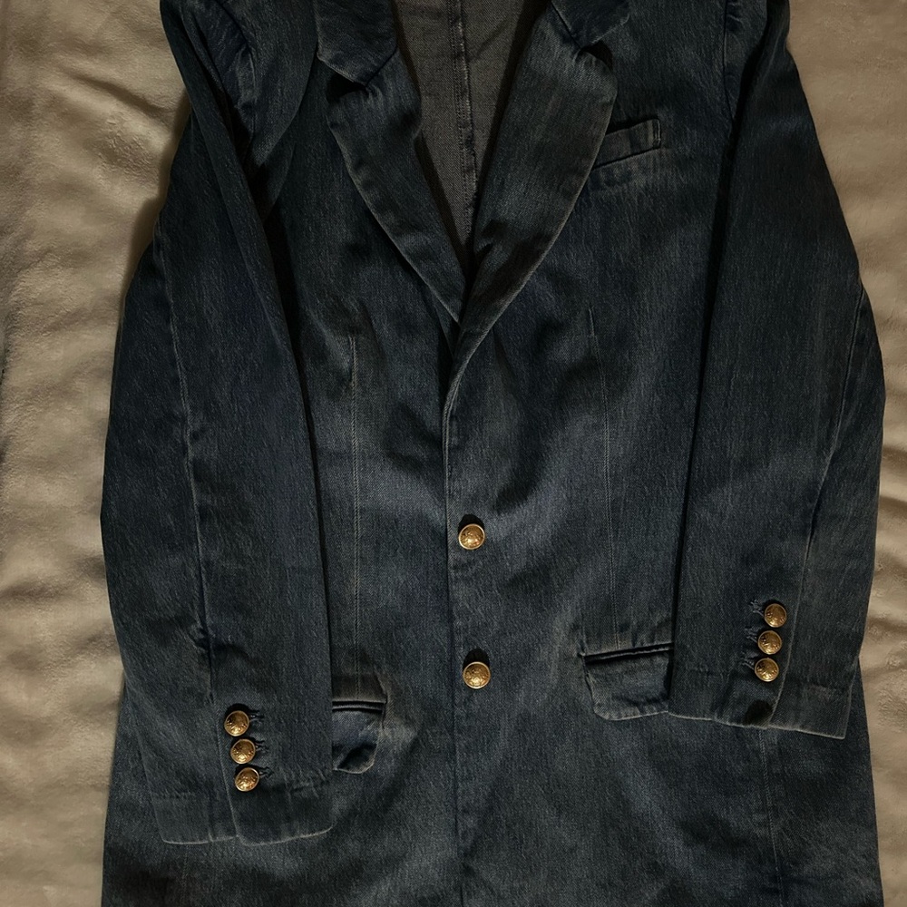 Express Navy Blazer with Gold Accents